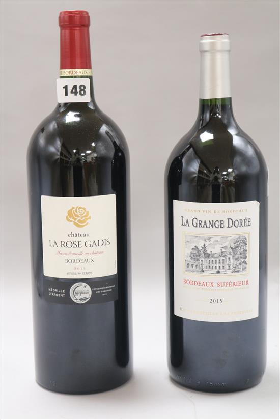 A Magnum of Chateau La Rose Gadis Bordeaux and a magnum of La Guange Doree Bordeaux